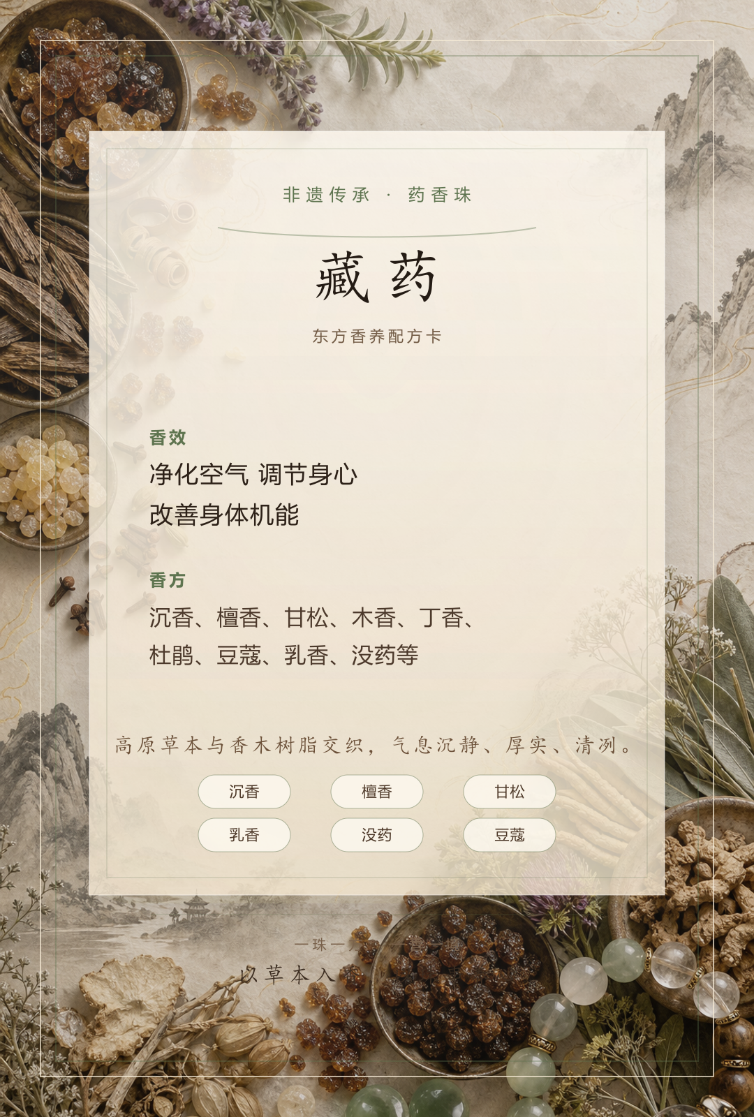 藏药药香珠香方卡
