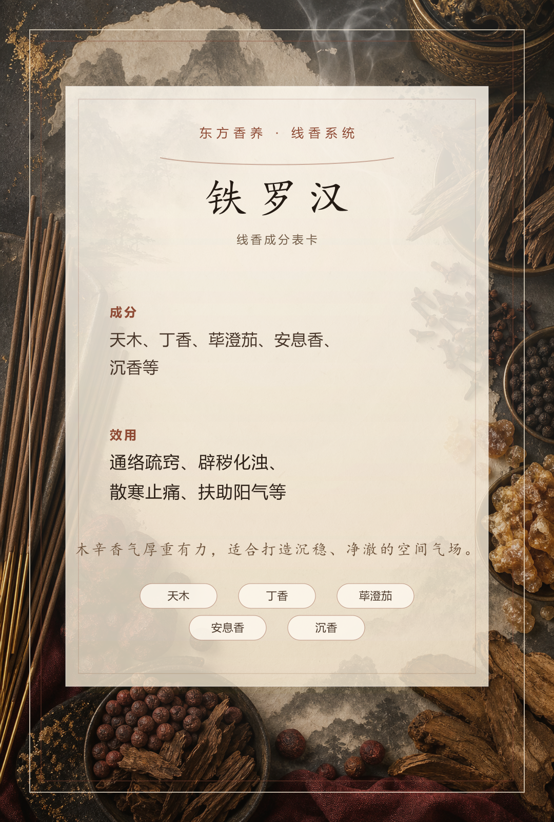 铁罗汉品质线香香方卡